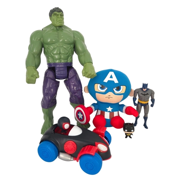 Comic DC Marvel Superhero Action Figures, Car, Plush- Hulk, Spider Man, Batman - Picture 1 of 6